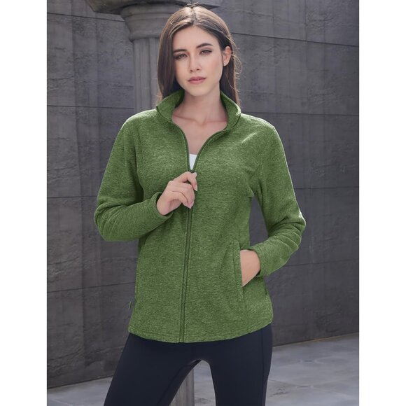Women’s Fleece Jacket Lightweight Zip Up Warm Casual Pockets Outdoor - Picture 6 of 8